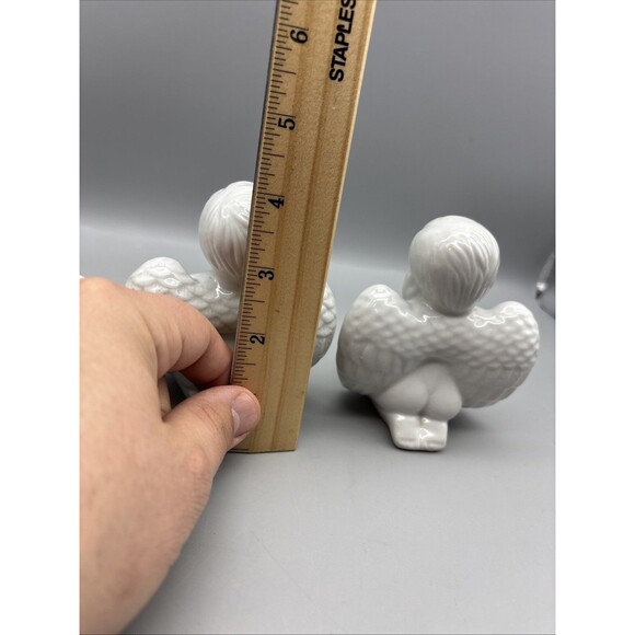 Vintage Ceramic Angels Set Of 3 White Glossy 4” Tall - Picture 11 of 13